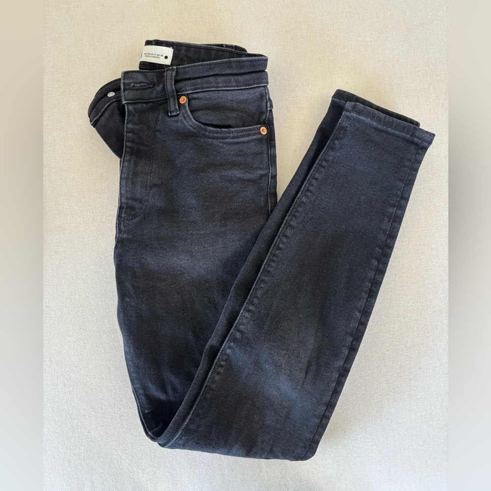 Zara high waisted skinny jeans black grey 2 34